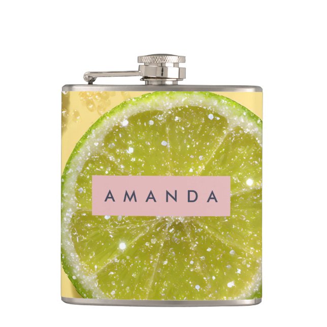 Cantil Personalized Sparkle Lime Slice Glitter Citrus  (Frente)