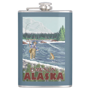 Cantil Pescador da mosca - Dawson, Alaska