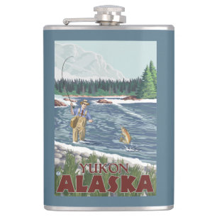 Cantil Pescador da mosca - Yukon, Alaska