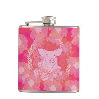 Cantil pig,flower of life, blue, mandala,zen,chakra,patt