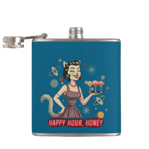 Cantil Pin-Up Retro do Gato Atômico "Happy Hour, Querid