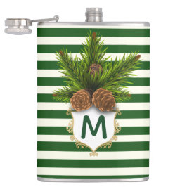 Cantil Pine Cones e Fláscaras Verdes Monogramas