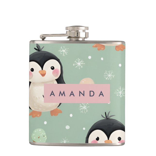 Cantil Pinguim Cute Personalizado e Padrão de Sorvete (Frente)