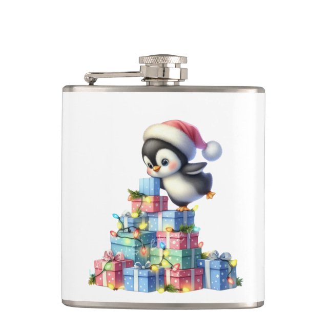 Cantil Pinguim de Natal bonito com presentes e cartões lu (Frente)