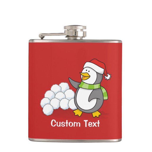 Cantil Pinguim de Natal com bolas de neve balançando (Frente)