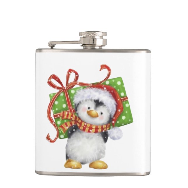 Cantil Pinguim de Natal Festivo com Presente - Deco de Fé (Frente)