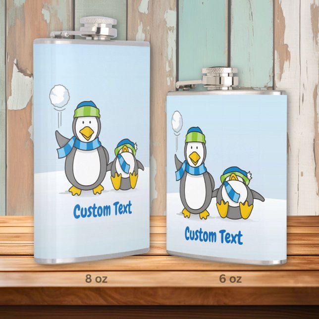 Cantil Pinguins jogando bola de neve no frasco (Criador carregado)