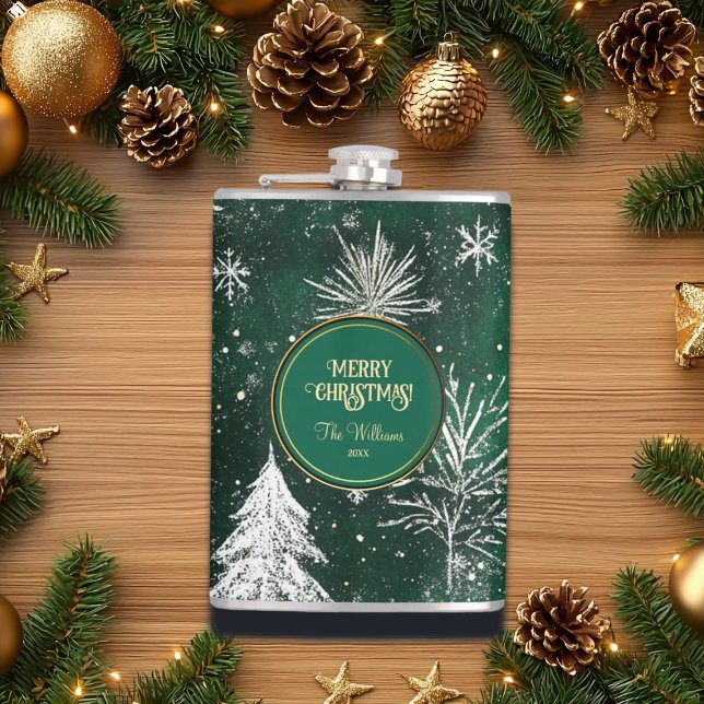 Cantil Pinheiros Dourados Prateados Flocos de Neve Caçado (Criador carregado)