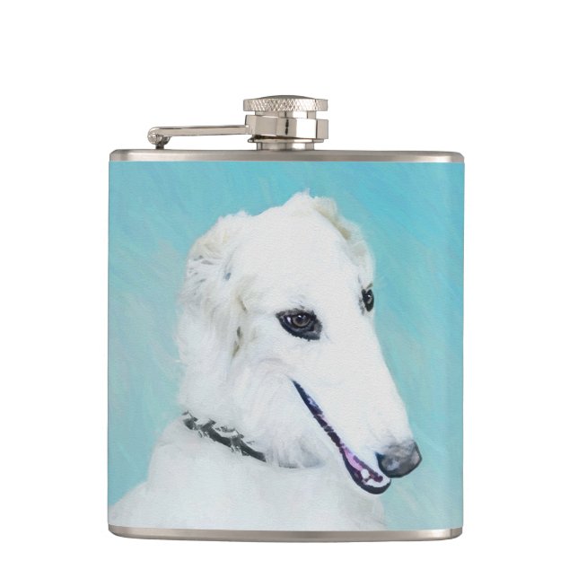 Cantil Pintura de Borzoi (branca) - Arte de Cachorro Orig (Frente)