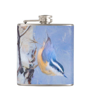 Cantil Pintura De Pássaros Original De Raça Vermelha