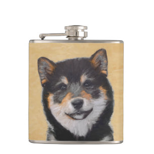 Cantil Pintura de Shiba Inu (Preto e Latão) - Arte Canina