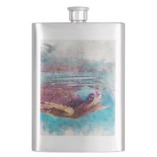 Cantil Pintura em Aquarela de Tartaruga Verde Havaiana