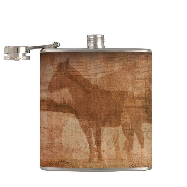 Cantil Pintura Rústica de Cavalo, Arte Equina para Aromas (Aberto)