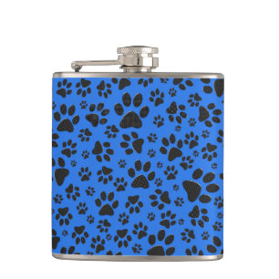 Cantil Pinturas de cães Bolinhas preto e branco em azul-t