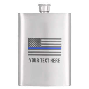 Cantil polícia de bandeira americana de linha azul fina