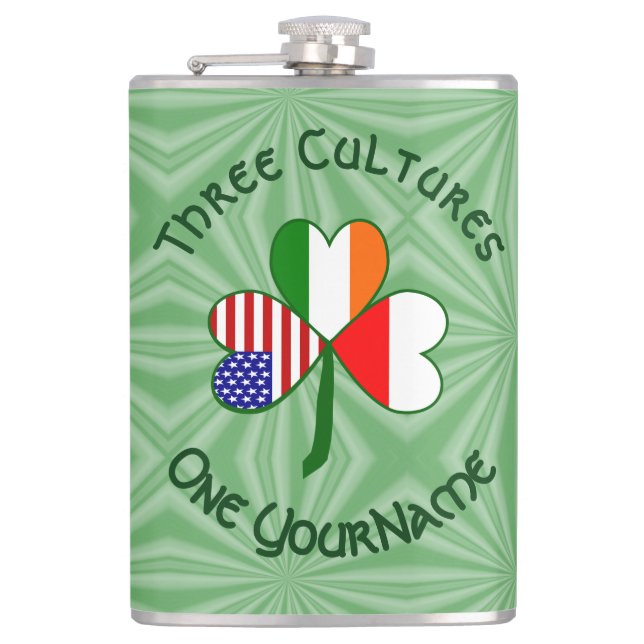 Cantil Polônia Ireland American Shamrock Flag Personaliza (Frente)