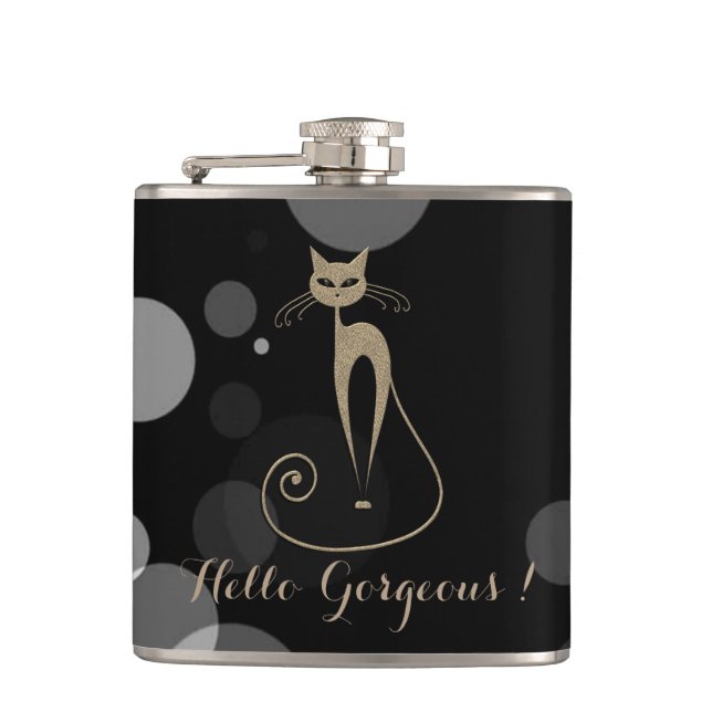 Cantil Pontos De cinza Em Fundo Preto,Cat,Alô Gordo (Frente)