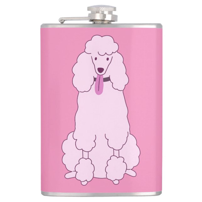 Cantil Poodle Rosa de Nome Personalizado (Frente)