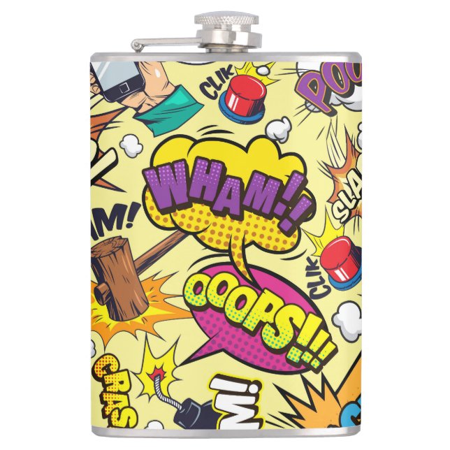Cantil Pop Art Power Flask - Retro Comic Design (Frente)
