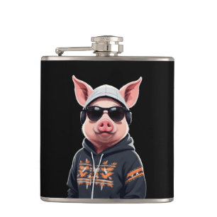 Cantil Porco Vestindo Hoodie Engraçado Caráter Animal Leg