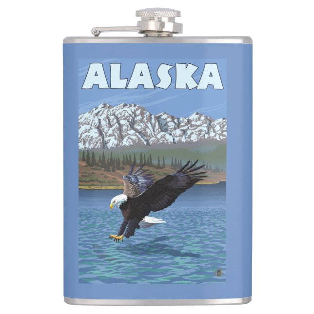 Cantil Poster das viagens vintage de AlaskaBald Eagle (Frente)
