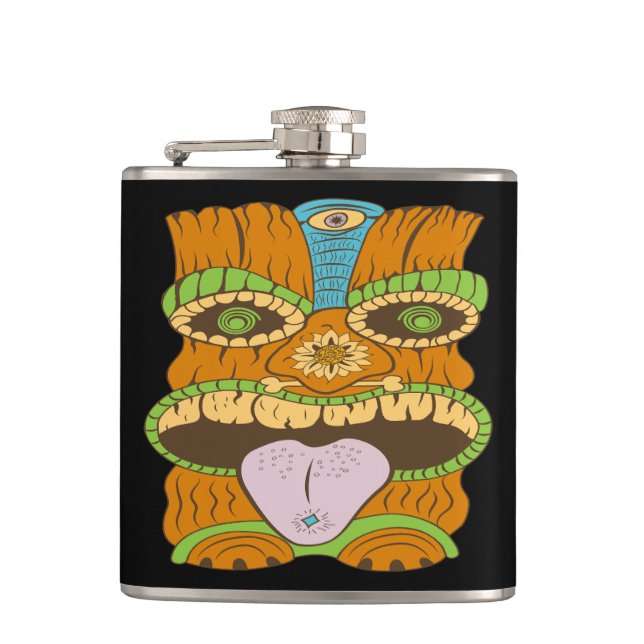 Cantil Potente estátua de Tiki em Humor Psicodélico, Engr (Frente)