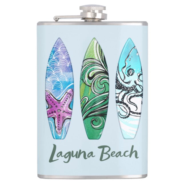 Cantil Prancha de Surf da Laguna Beach Califórnia Flask (Frente)