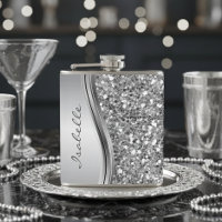 Prata Brilho Glitter Glam Bling Personalizado Meta