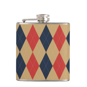 Cantil Preppy Argyle Caqui Azul Vermelho Personalizado