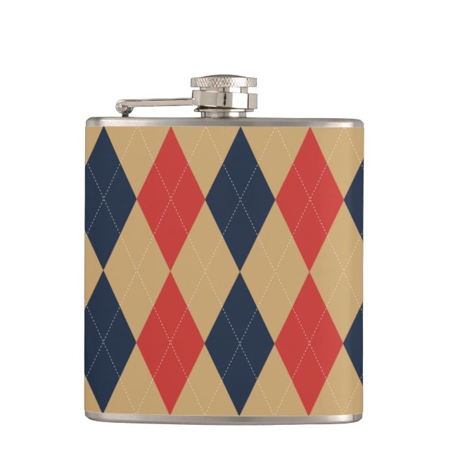 Cantil Preppy Argyle Caqui Azul Vermelho Personalizado (Frente)