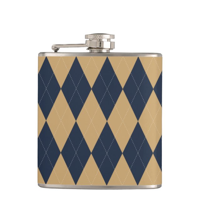 Cantil Preppy Argyle Khaki & Navy Personalized Groomsmen (Frente)