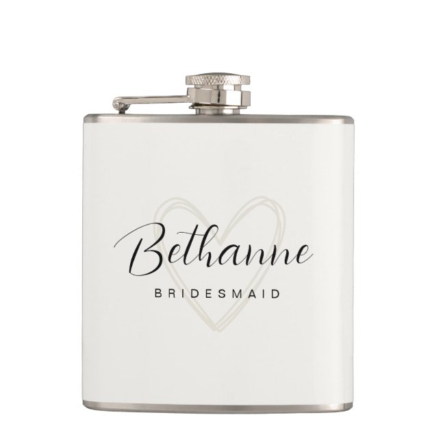 Cantil Presente de Bridesmaid Flask Minimalista Beige (Frente)