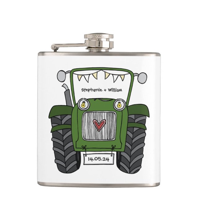 Cantil Presente de Casamento do País do Trator Verde Pers (Frente)