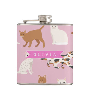 Cantil Presente Personalizado com Padrão de Gato Rosa Fof