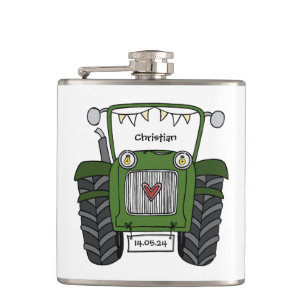 Cantil Presente Personalizado de Casamento Trator Verde P