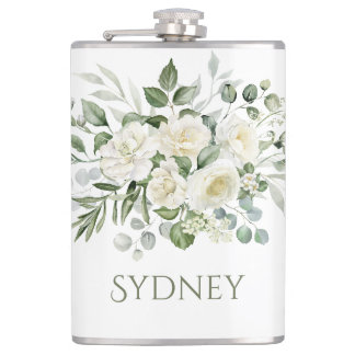 Cantil Presente Personalizado de Floral Branco para Damas