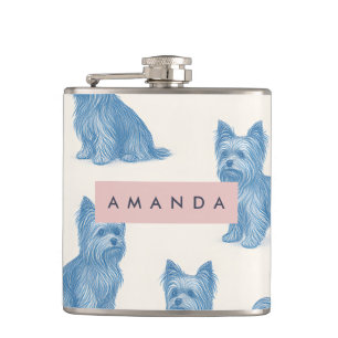Cantil Presente Personalizado Nome Azul Cute Yorkshire Te