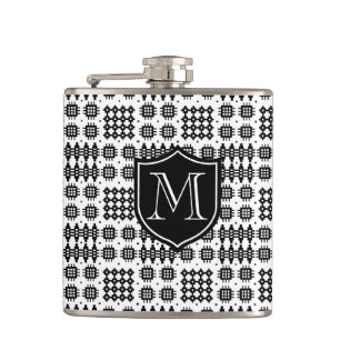 Cantil Preto Monograma sobre Quadrinhos Galeses Brancos