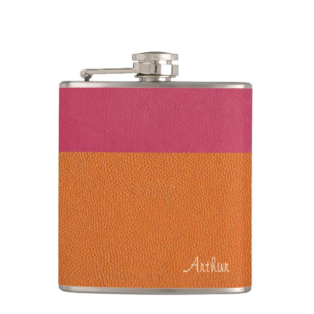Cantil Preto rosa e couro laranja (Frente)