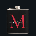 Cantil Preto Vermelho Borgonha Monograma Estilo Moderno N<br><div class="desc">Elegante Preto Borgonha Vermelho Escuro Monograma Garrafa de Nome com Letra Estilosa</div>