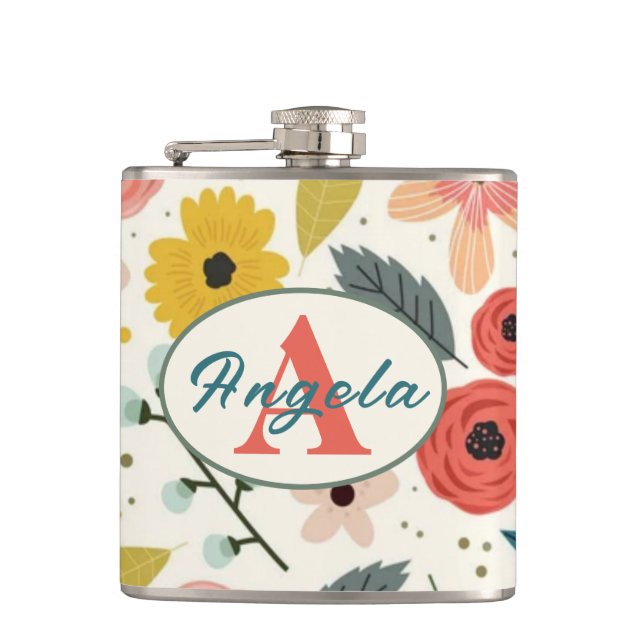 Cantil Pretty Blush Pink Floral Botanical Monogram  (Frente)