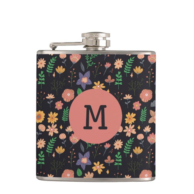 Cantil Pretty Modern Dark Floral Pattern Monogram (Frente)