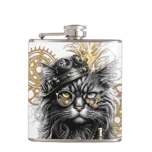 Cantil Professor Sprocket-Paws O Gato Steampunk Funky