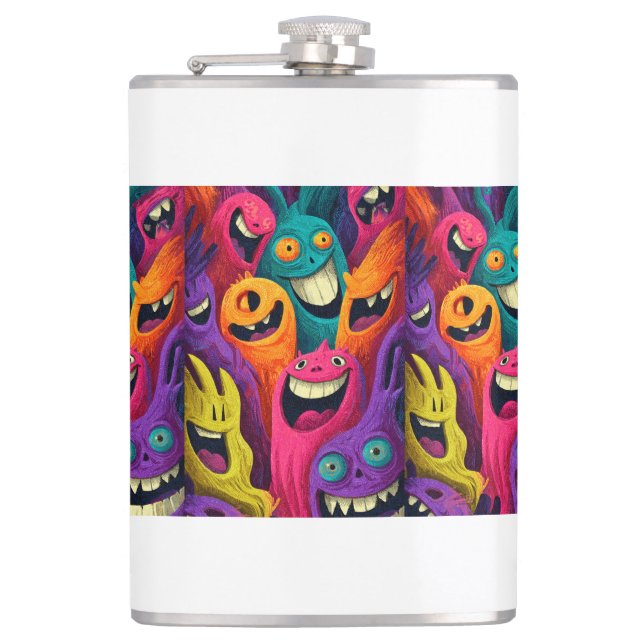 Cantil Psychedelic Cartoon Creature Vinyl Wrapped Flask (Frente)
