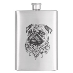Cantil Pug Pet Animal Nature Illustração Arte Tatuagem