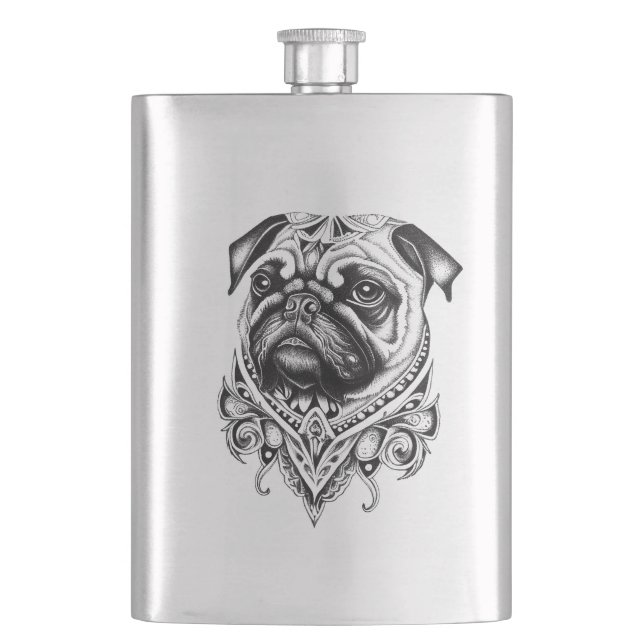 Cantil Pug Pet Animal Nature Illustração Arte Tatuagem (Frente)