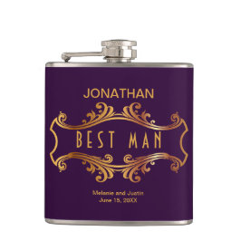 Cantil Púrpura Dourada Real Crest Frame Best Man Favor