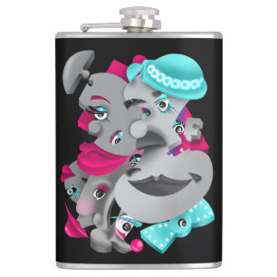 Cantil Quebra-cabeça surreal face Hip Flask