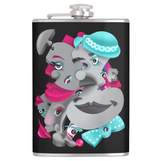 Cantil Quebra-cabeça surreal face Hip Flask (Frente)