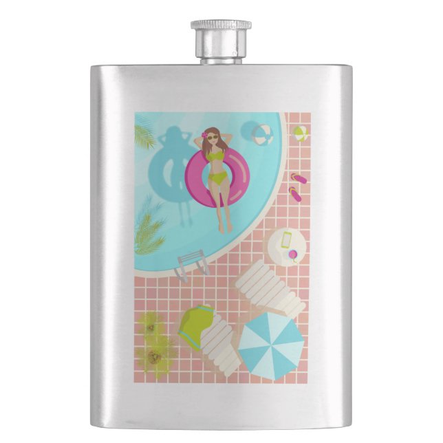 Cantil Rapariga de natação na praia de verão de biquíni (Frente)